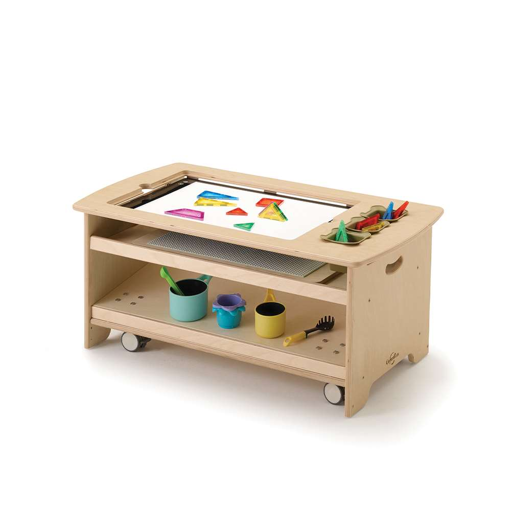 Seoras Birch Sensory Light Table Premium Model - Toddler (with Casters) - 17"H x 38.5"W x 22"D