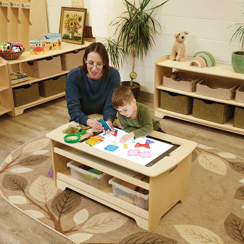 Seoras Birch Sensory Light Table with Clear Tubs Premium Model- Toddler - 17"H x 38.5"W x 22"D