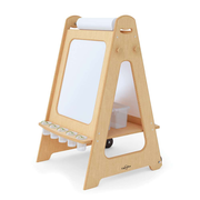Seoras Birch Double Sided Painting Easel with Clear Tubs - 44.25"H x 29.25"W x 26.25"D