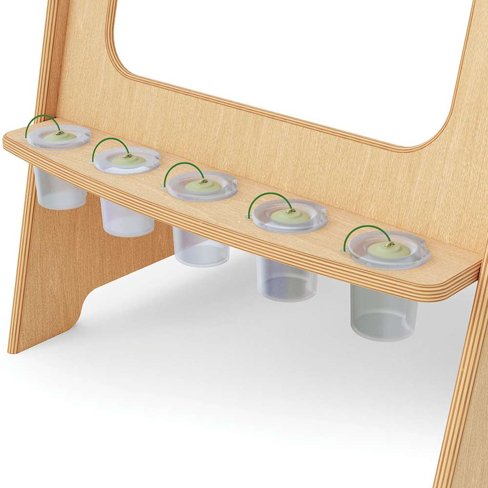 Seoras Birch Double Sided Painting Easel with Clear Tubs - 44.25"H x 29.25"W x 26.25"D