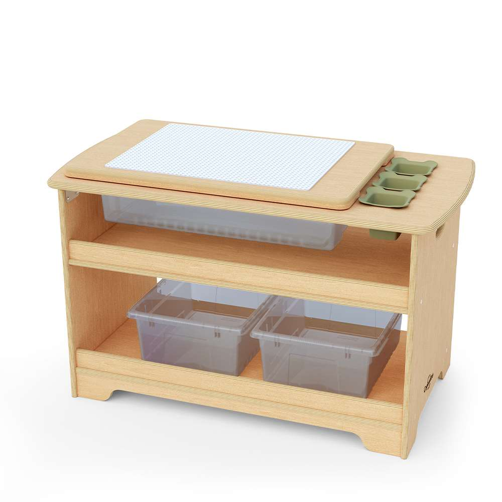 Seoras Birch Sensory Table with Clear Tubs - Preschool - 23"H x 38.5"W x 21"D