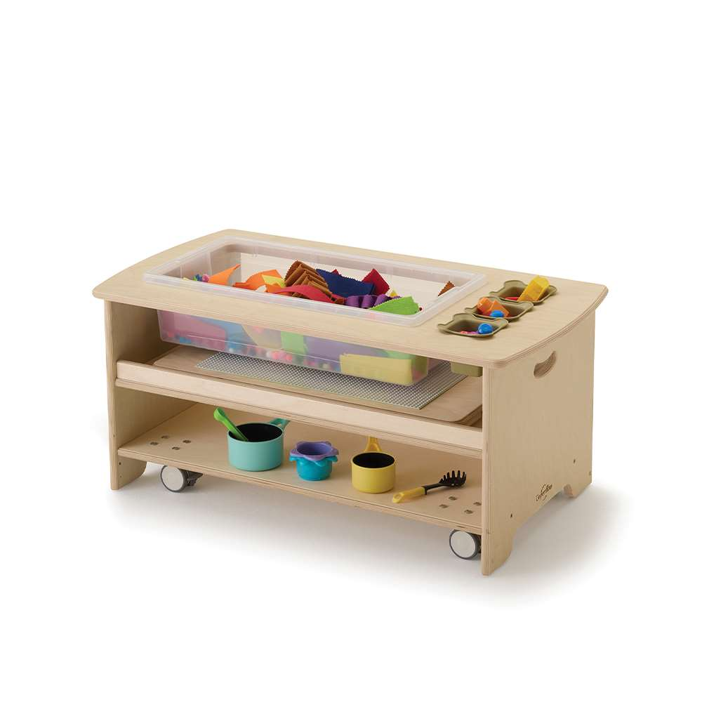 Seoras Birch Sensory Table - Toddler (with Casters) - 17"H x 38.5"W x 21"D