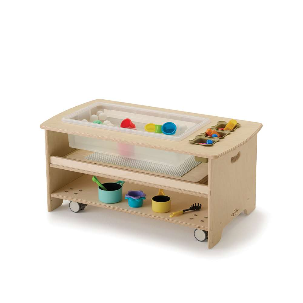 Seoras Birch Sensory Table - Toddler (with Casters) - 17"H x 38.5"W x 21"D