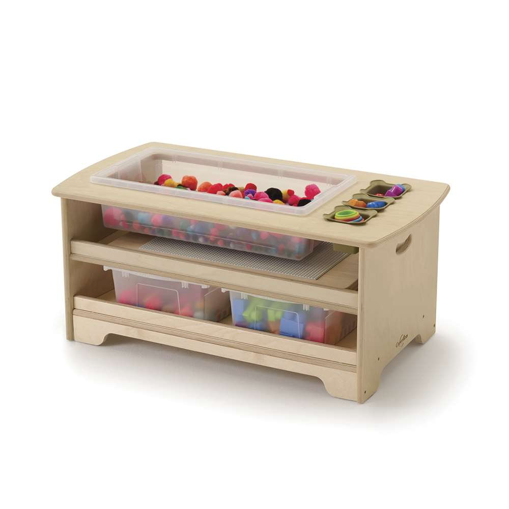 Seoras Birch Sensory Table with Clear Tubs - Toddler - 17"H x 38.5"W x 21"D