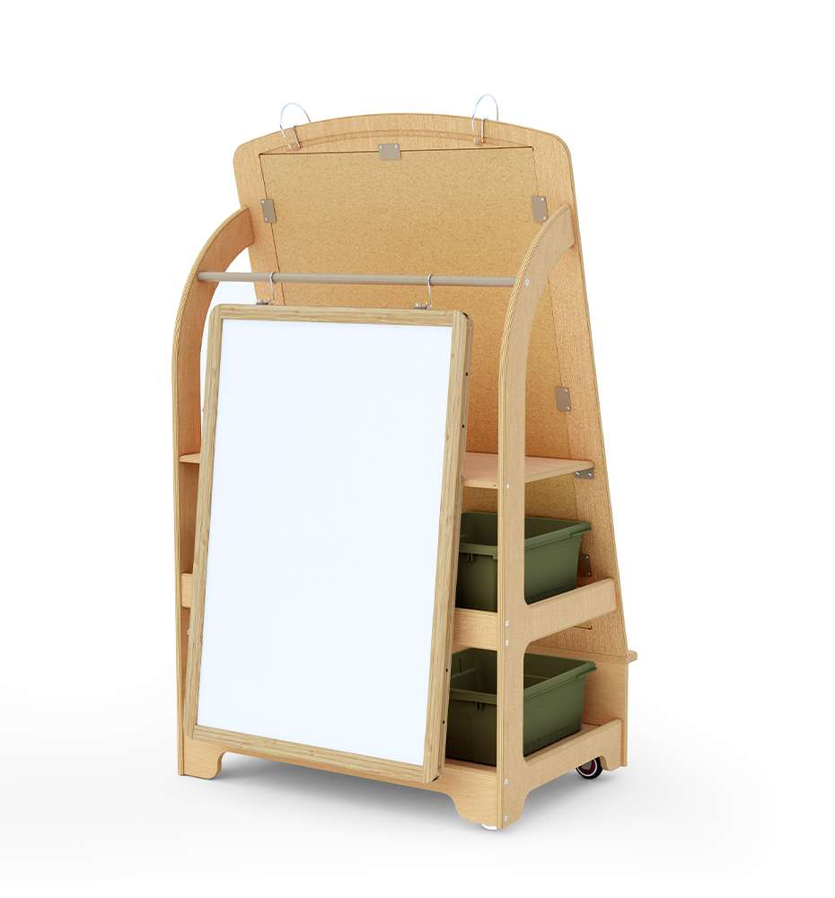 Seoras Birch Teaching Easel with Sage Tubs - 54"H x 31.25"W x 26.25 (includes AC466)"D