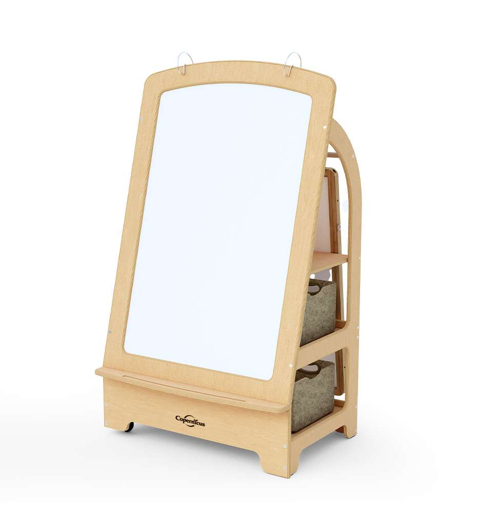 Seoras Birch Teaching Easel with Softouch Storage Bins - 54"H x 31.25"W x 26.25 (includes AC466)"D