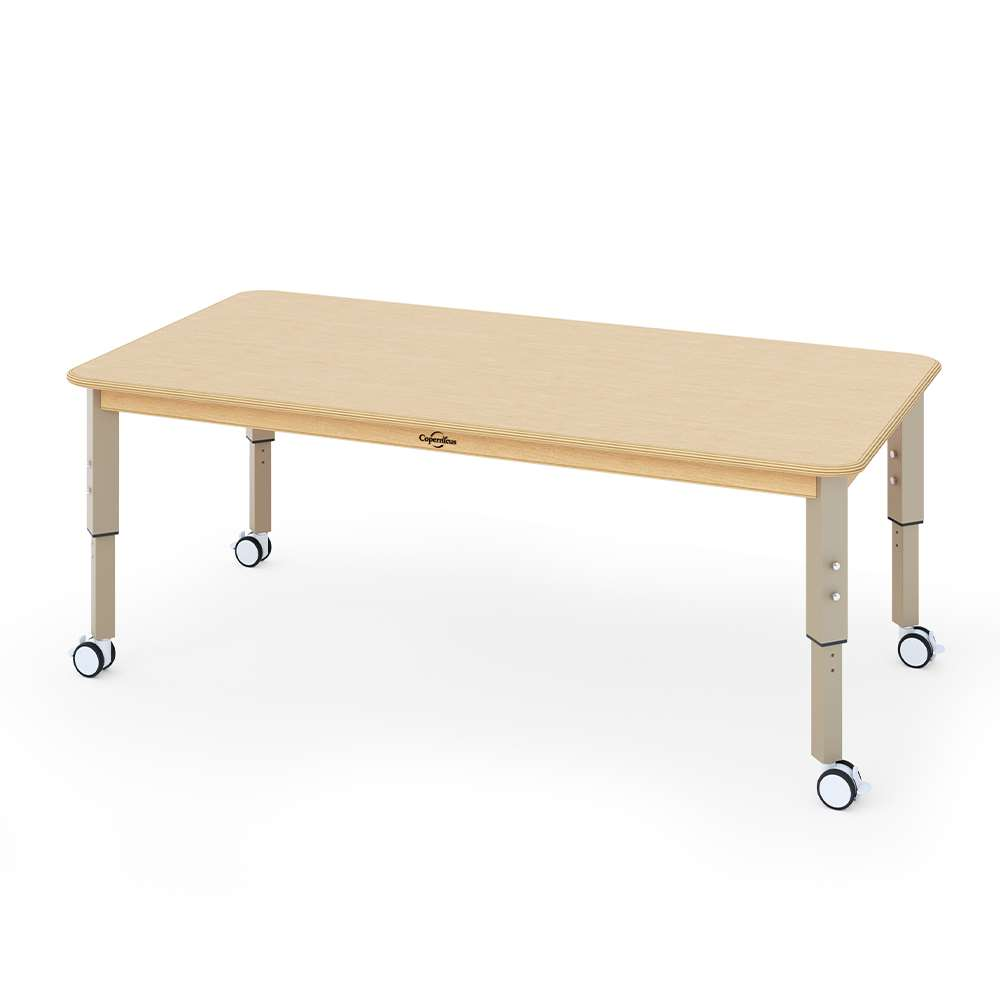 Seoras 60in x 30in Birch Adjustable Activity Table - Rectangle with Casters (flat-packed) - 15-23"H x 30"W x 47"D