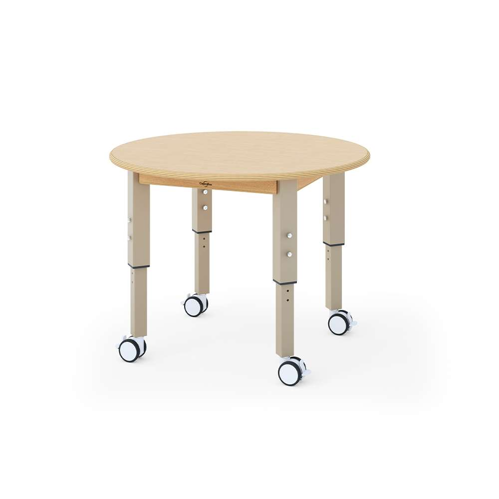 Seoras 30in Birch Adjustable Activity Table - Round with Casters (flat-packed) - 15-25"H x 30"W x 47"D