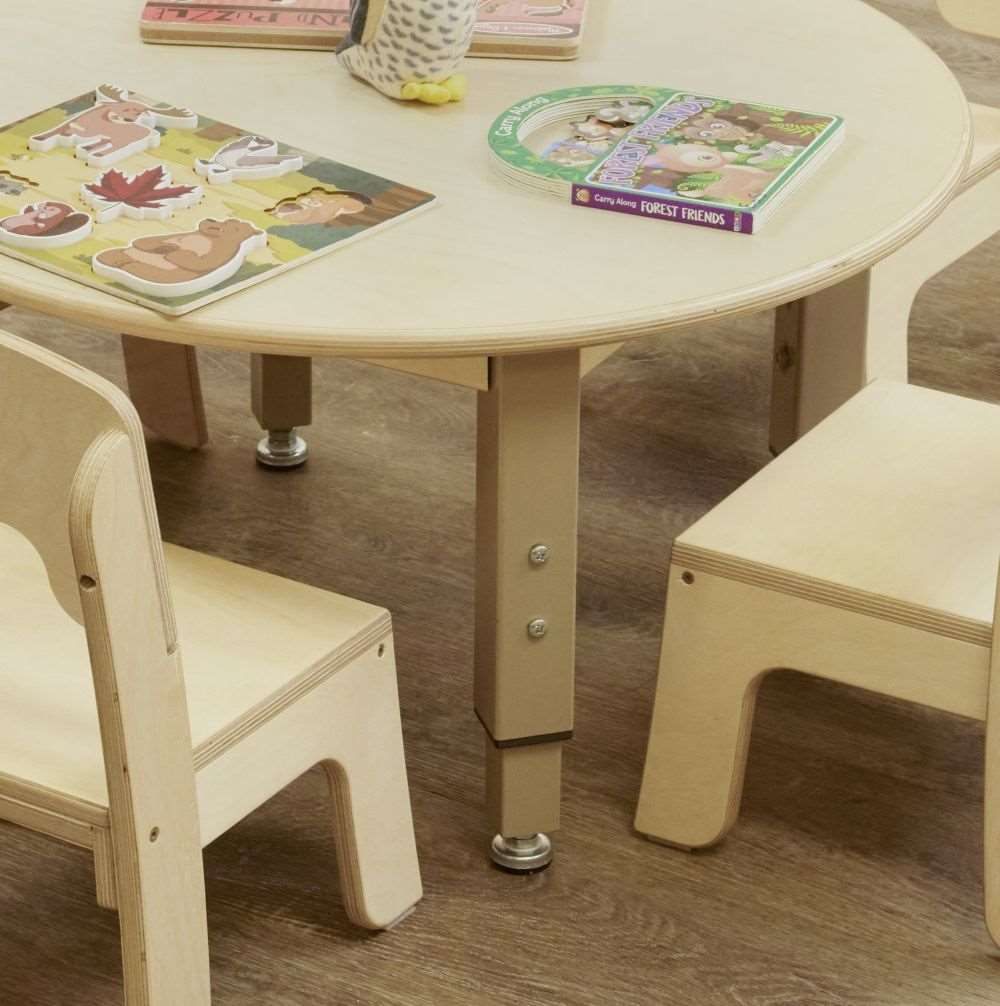 Seoras 30in Birch Adjustable Activity Table - Round with Casters (flat-packed) - 15-25"H x 30"W x 47"D