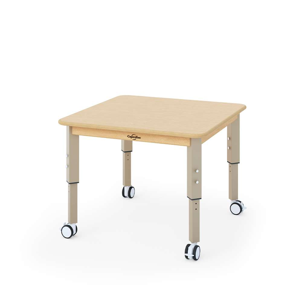 Seoras 30in x 30in Adjustable Activity Table - Square with Casters (flat-packed) - 15-27"H x 30"W x 47"D