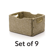 Moss Large Softouch Storage Bin Kit- Set of 9 (Each: 8"H x 13.75"W x 10.25"D)
