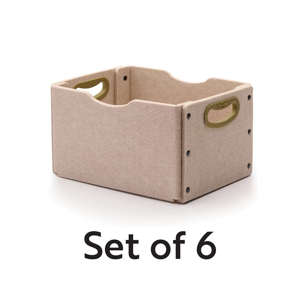 Sand Large Softouch Storage Bin Kit- Set of 6 (Each: 8"H x 13.75"W x 10.25"D)