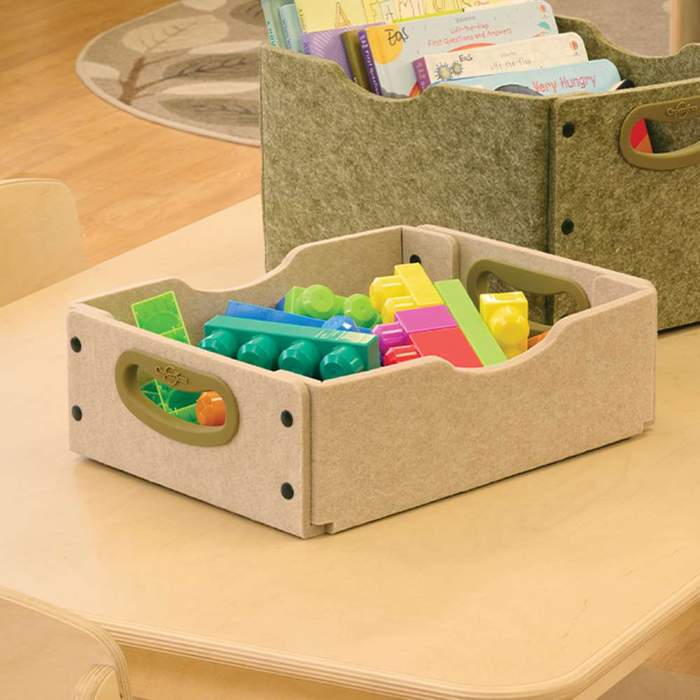 Sand Stubby Softouch Storage Bin Kit- Set of 4 (Each: 4.25"H x 13.75"W x 10.25"D)