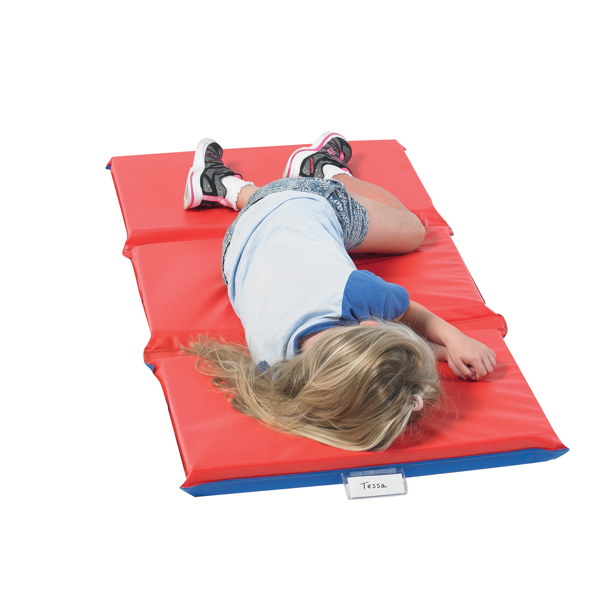 2" Infection Control 3 Section Folding Rest Mat - Red/Blue