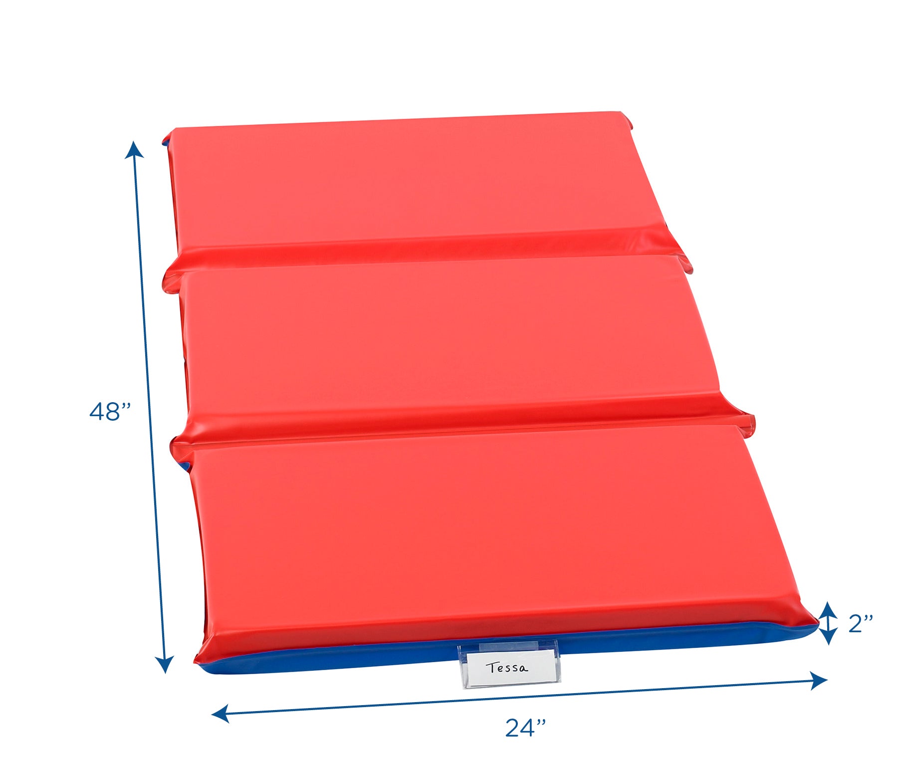 2" Infection Control 3 Section Folding Rest Mat - Red/Blue