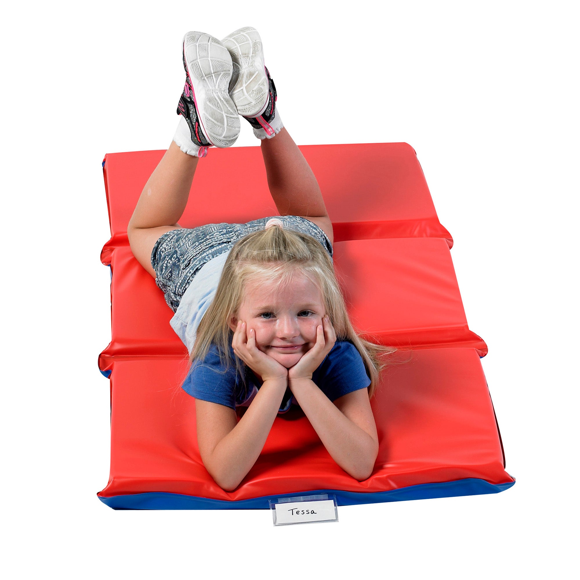 2" Infection Control 3 Section Folding Rest Mat - Set of 5 - Red/Blue