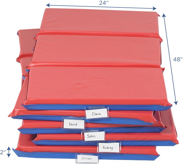 2" Infection Control 3 Section Folding Rest Mat - Set of 5 - Red/Blue