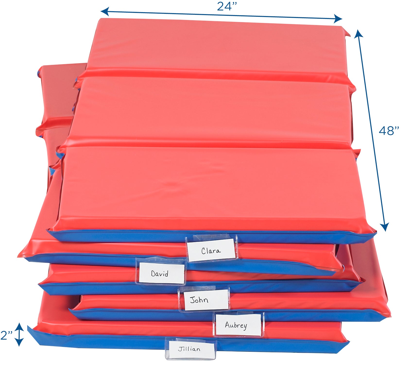 2" Infection Control 3 Section Folding Rest Mat - Set of 5 - Red/Blue
