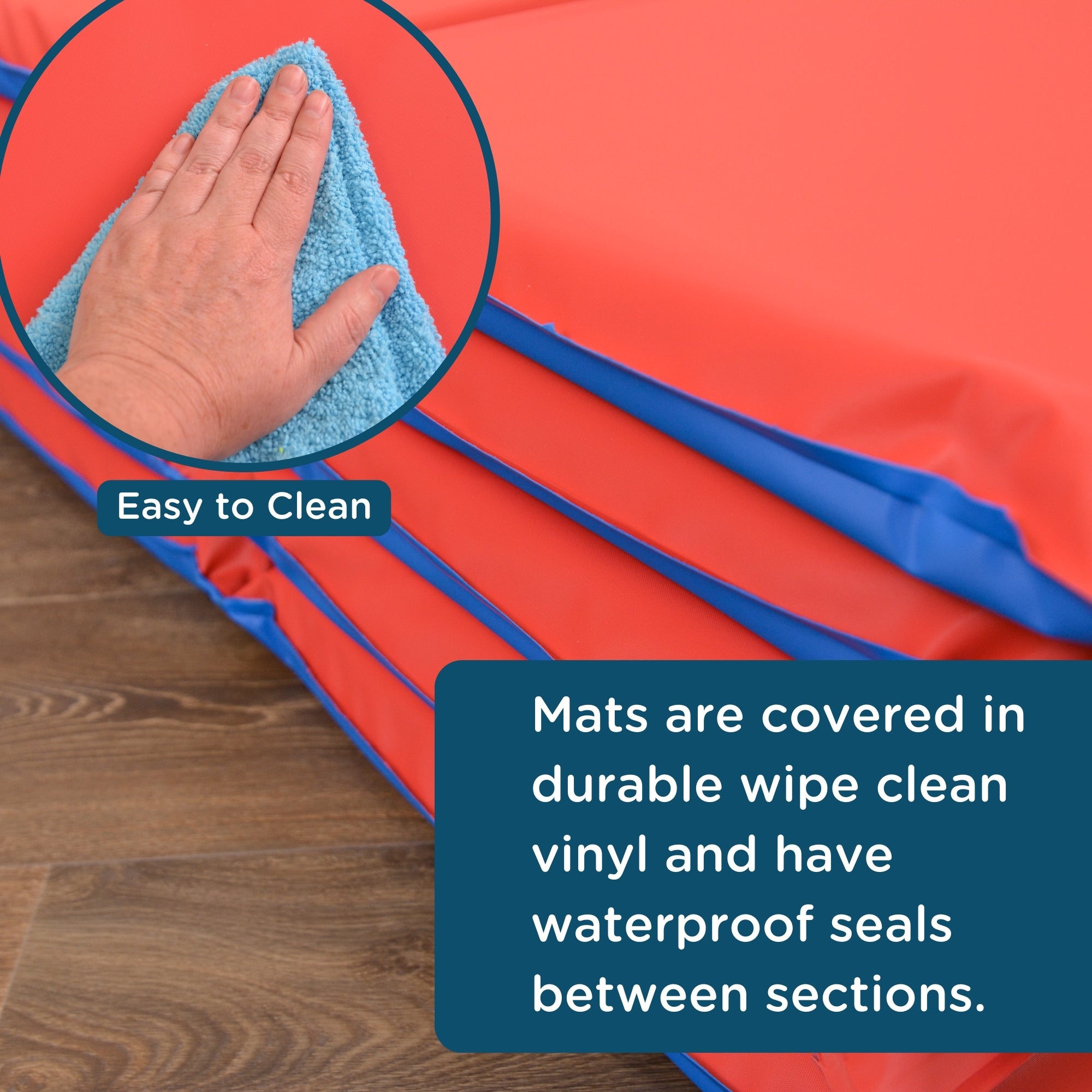 2" Infection Control 3 Section Folding Rest Mat - Set of 5 - Red/Blue