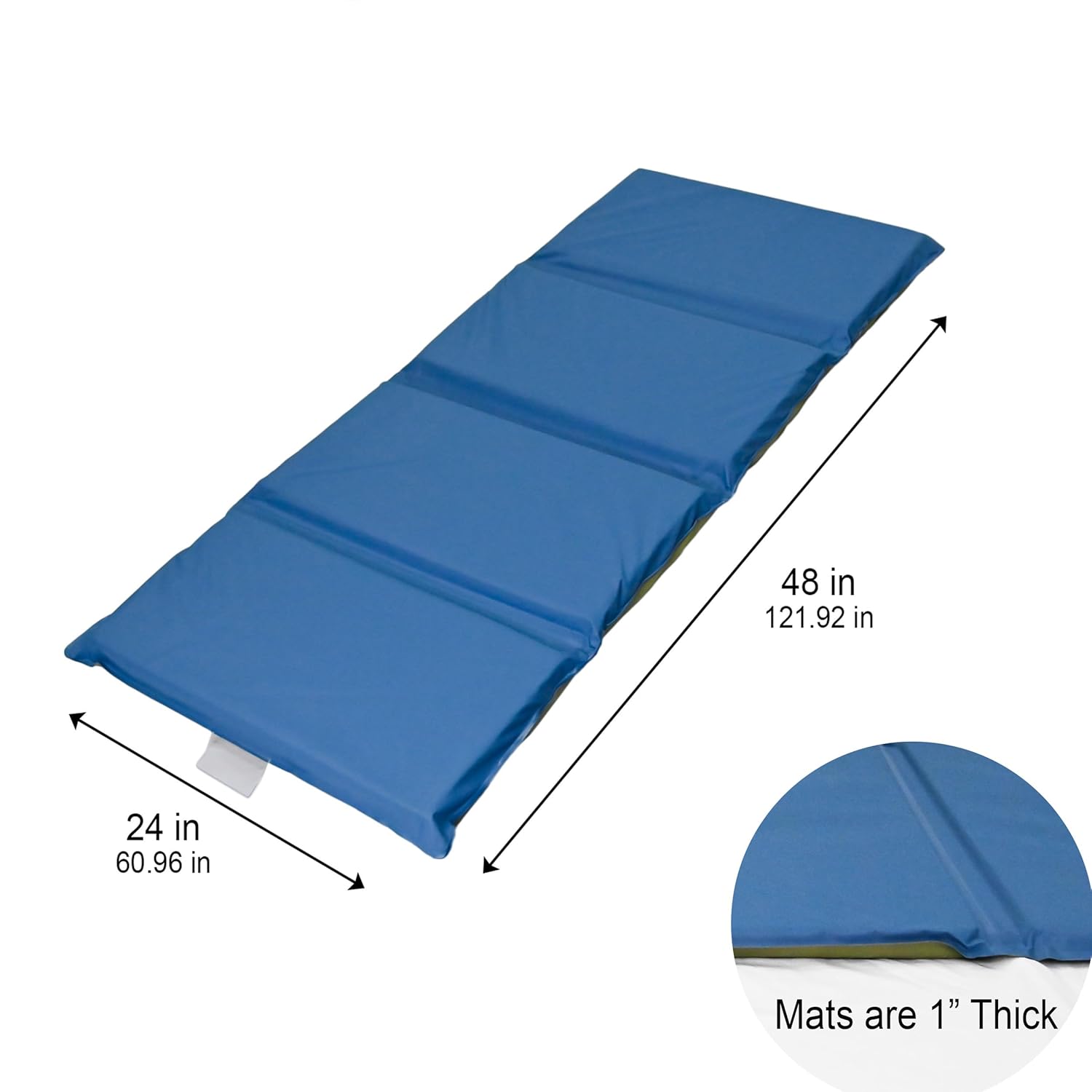 1" Angels 4 Section Folding Rest Nap Mat - Set of 10 - Sage/Deep Water Blue