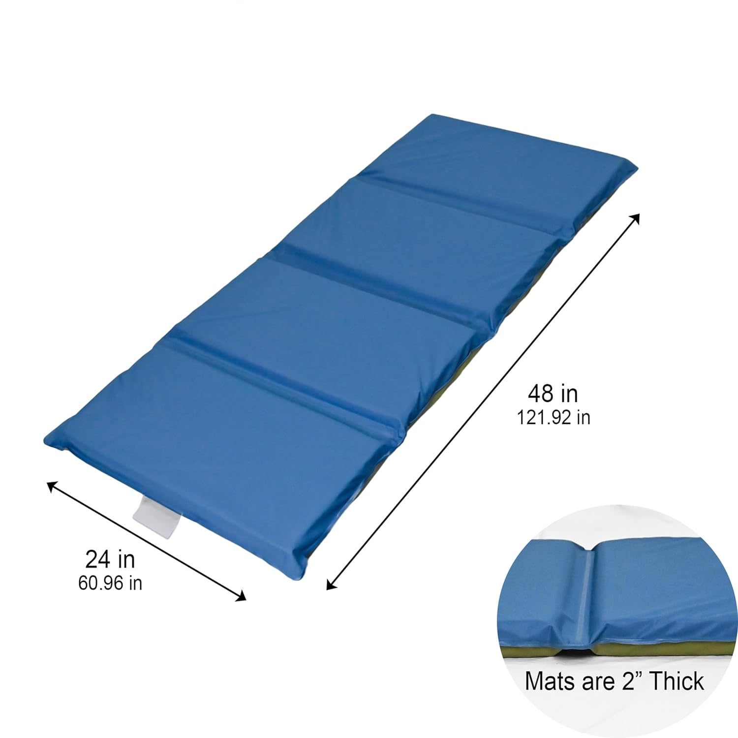 2" Angels 4 Section Folding Rest Nap Mat - Set of 5 - Sage/Deep Water Blue