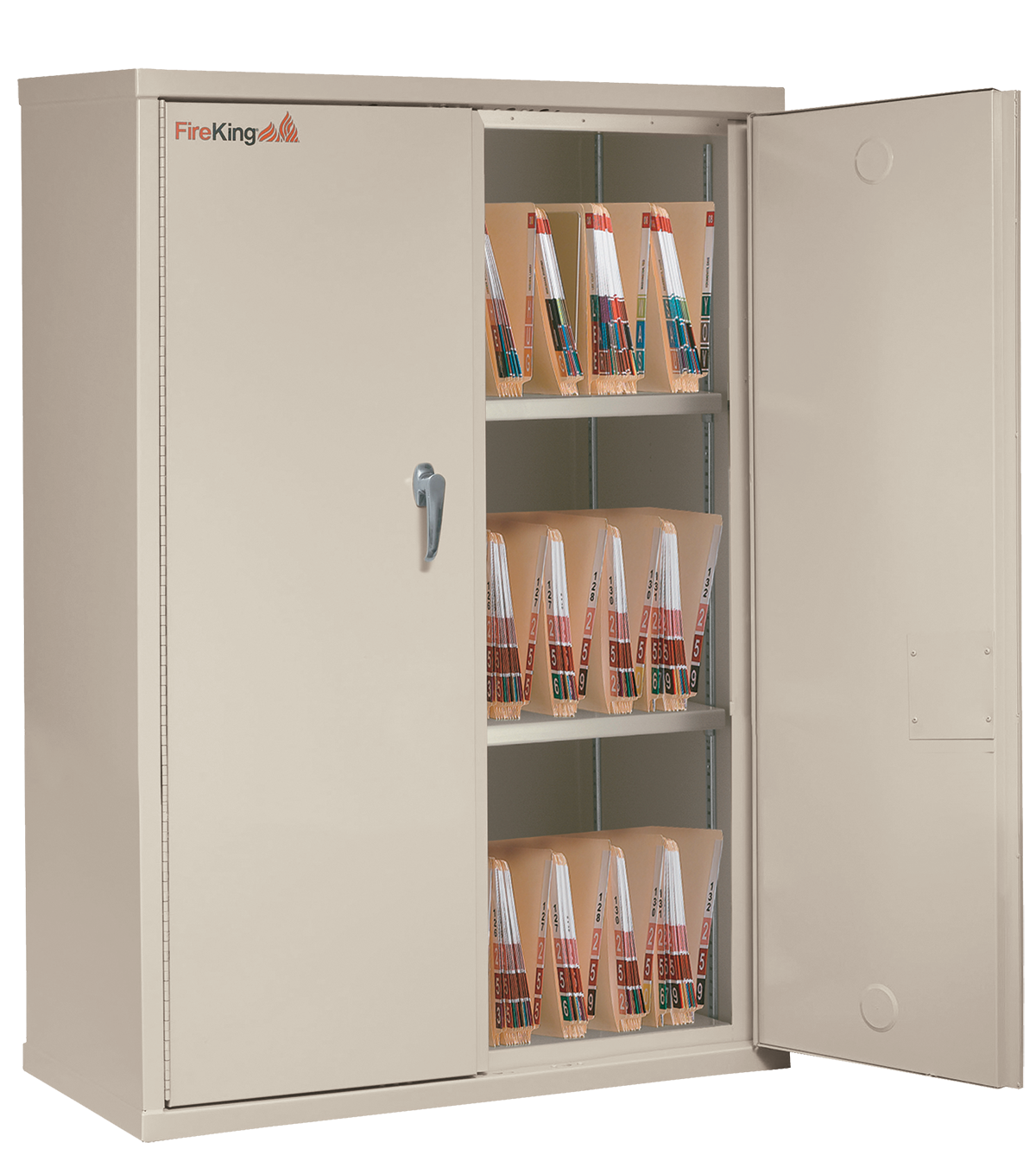 Fire Resistant - Double door storage cabinet with letter end tab inserts - 44"H (Brown)