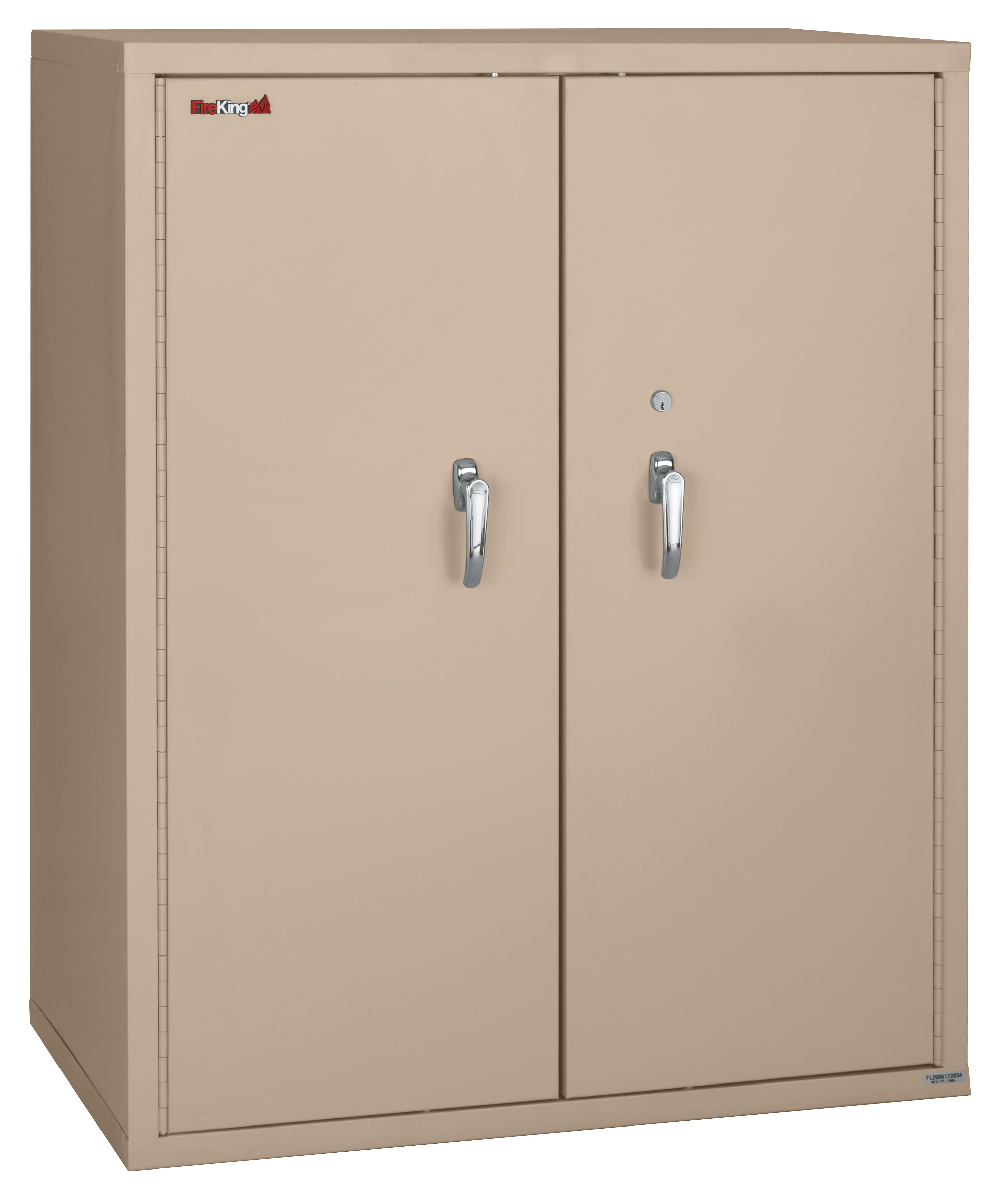 Fire Resistant - Double door storage cabinet with letter end tab inserts - 44"H (Taupe)