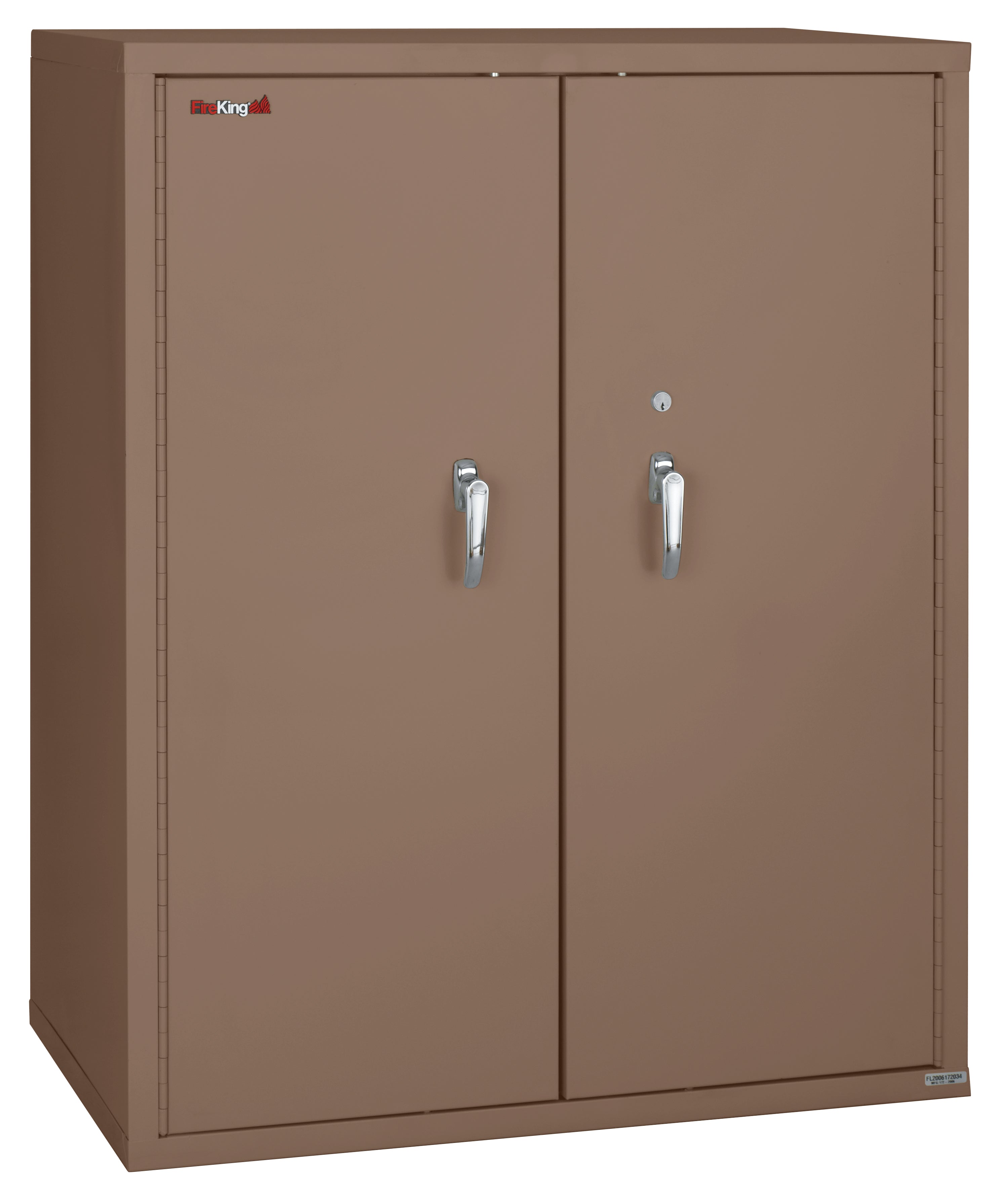Fire Resistant - Double door storage cabinet with letter end tab inserts - 44"H (Tan)