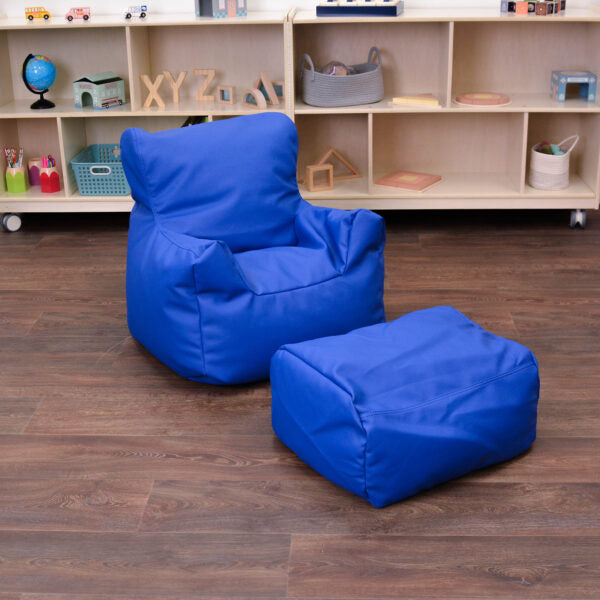 Cozy Chair and Ottoman - Deep Water Blue