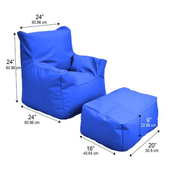 Cozy Chair and Ottoman - Deep Water Blue
