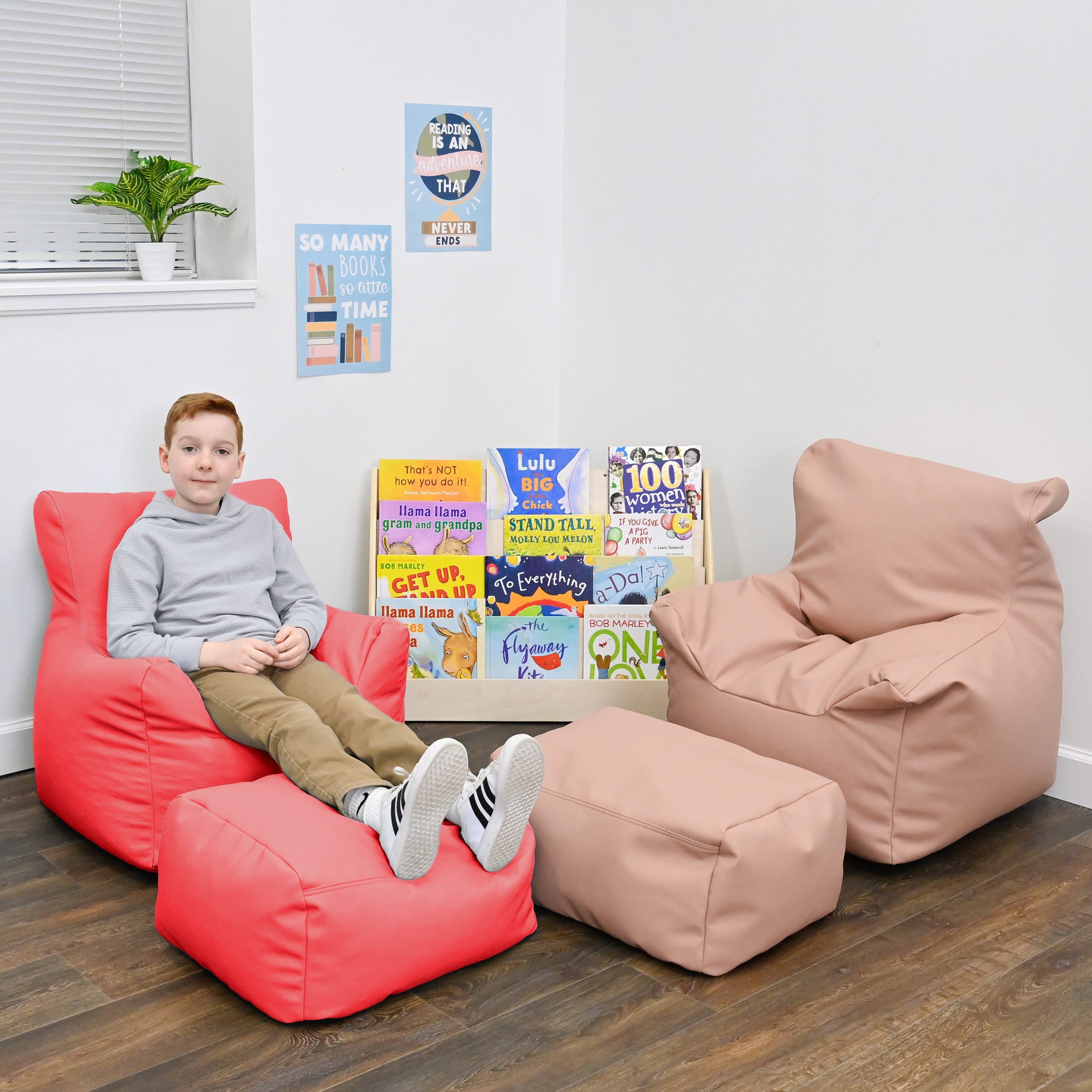 Cozy Chair and Ottoman - Red