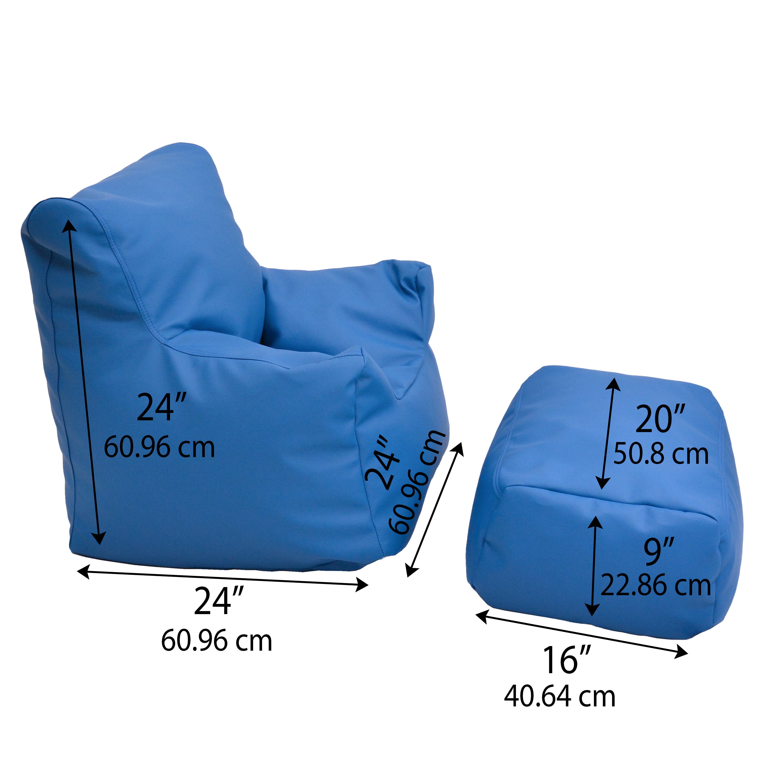 Cozy Chair and Ottoman - Deep Water Blue