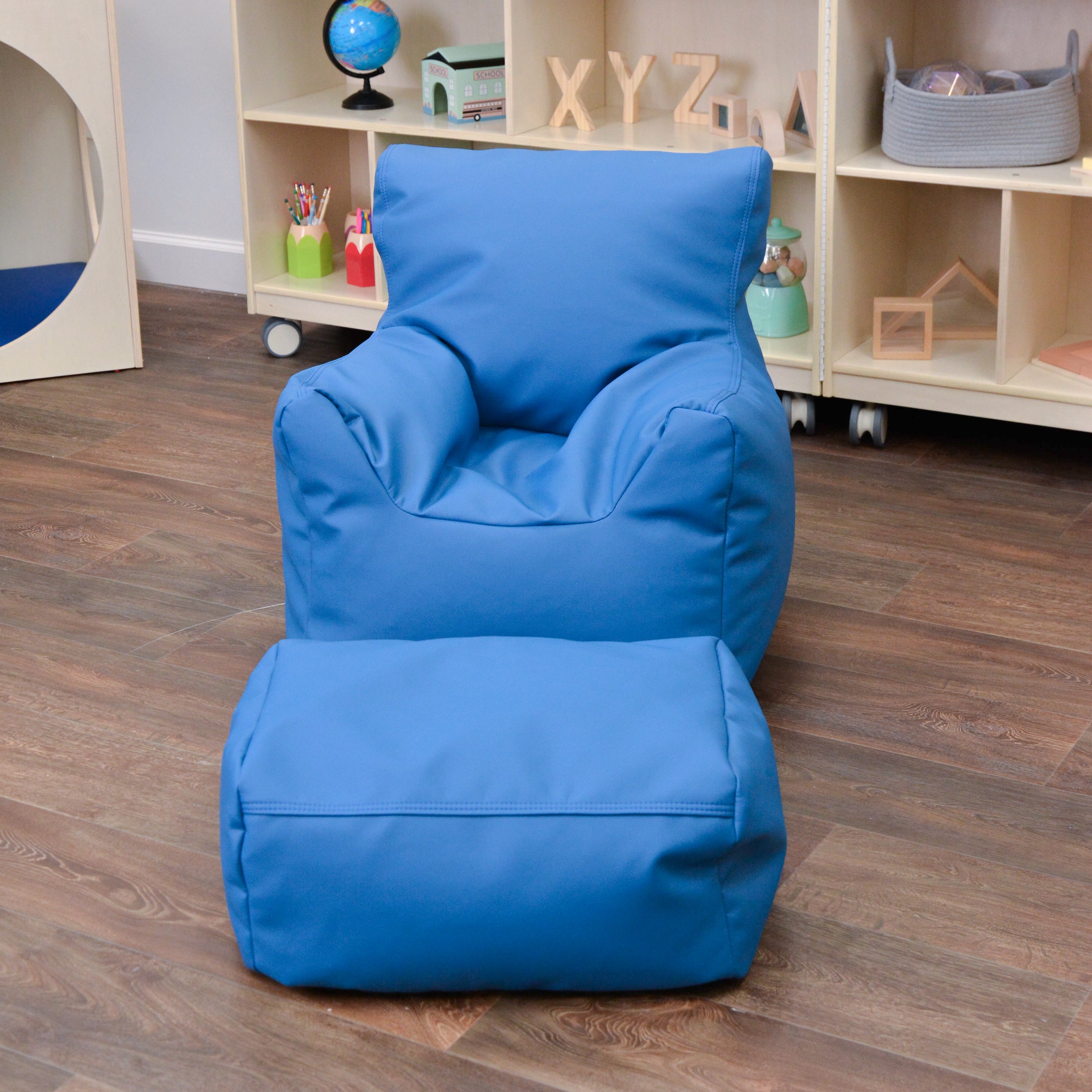 Cozy Chair and Ottoman - Deep Water Blue