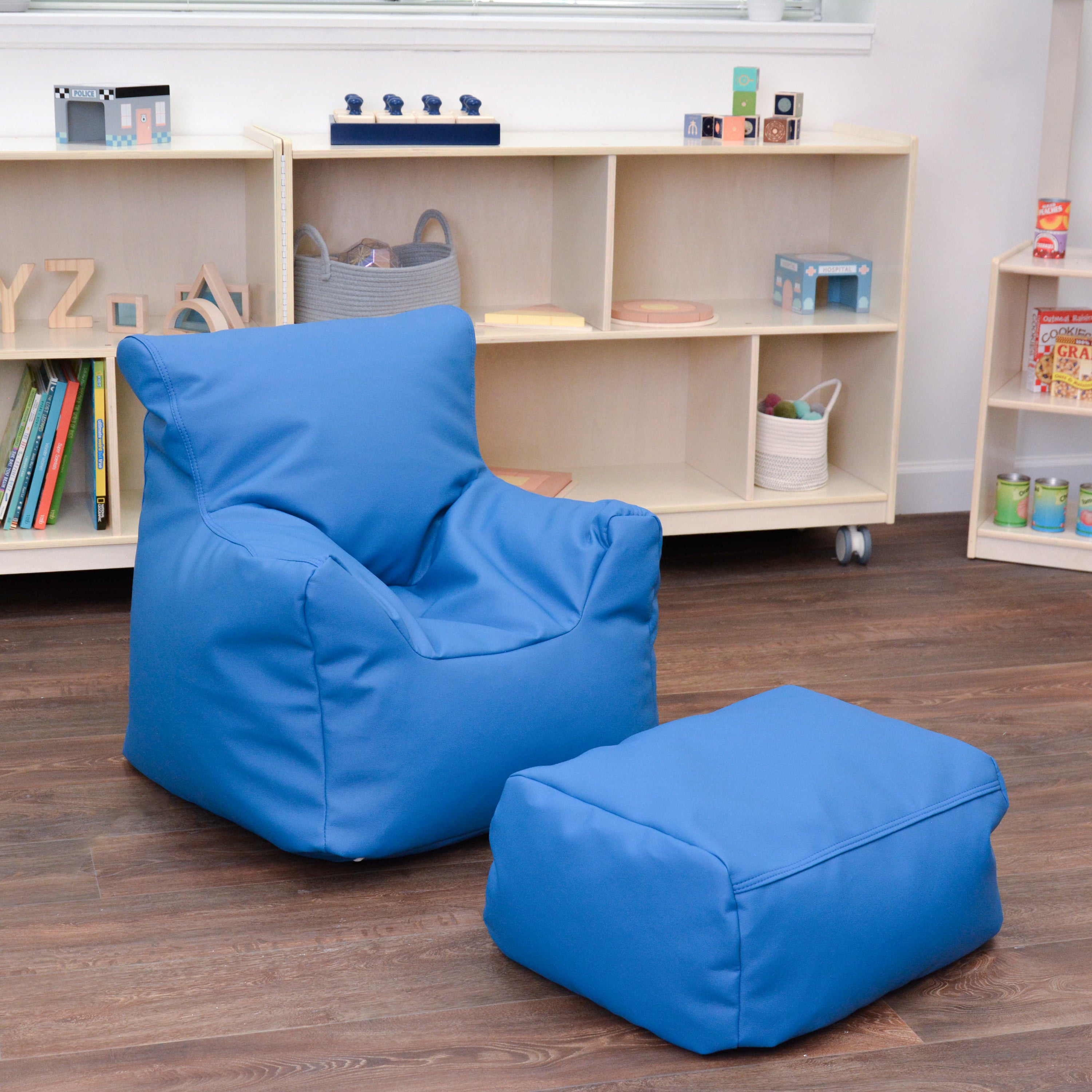 Cozy Chair and Ottoman - Deep Water Blue