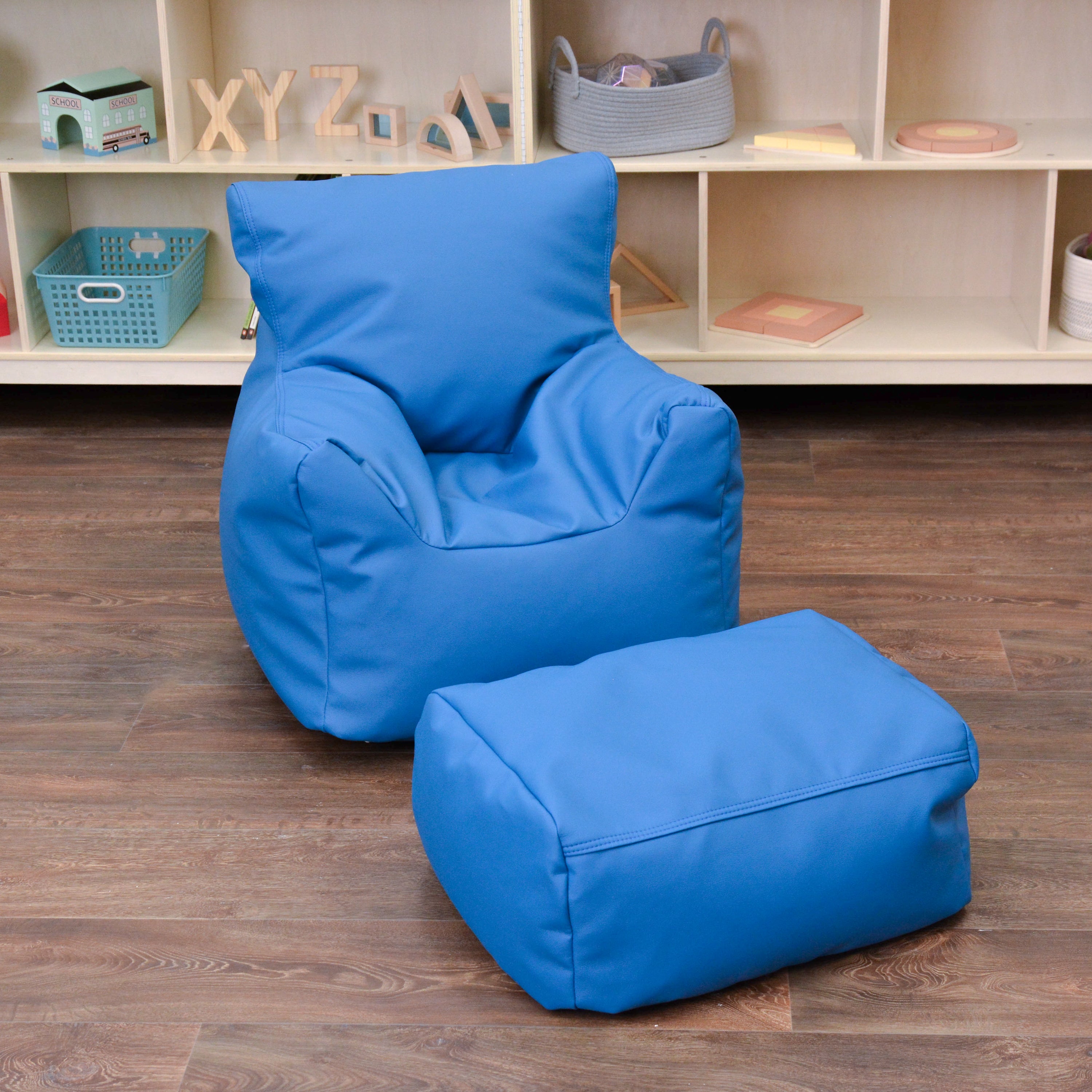 Cozy Chair and Ottoman - Deep Water Blue