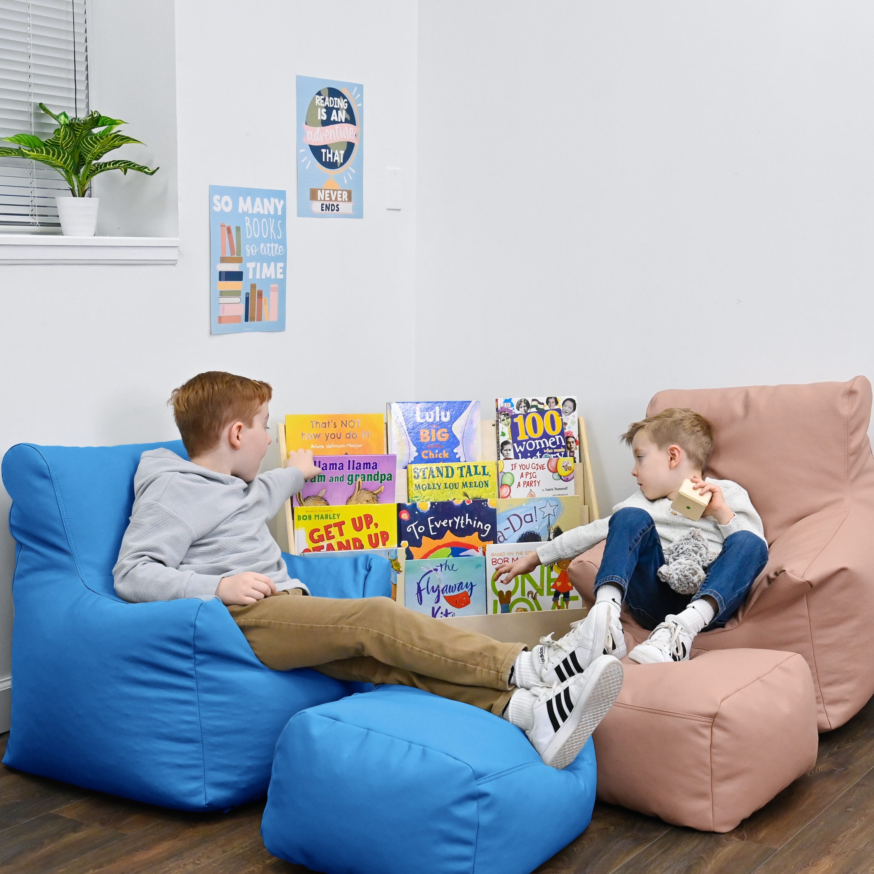 Cozy Chair and Ottoman - Deep Water Blue