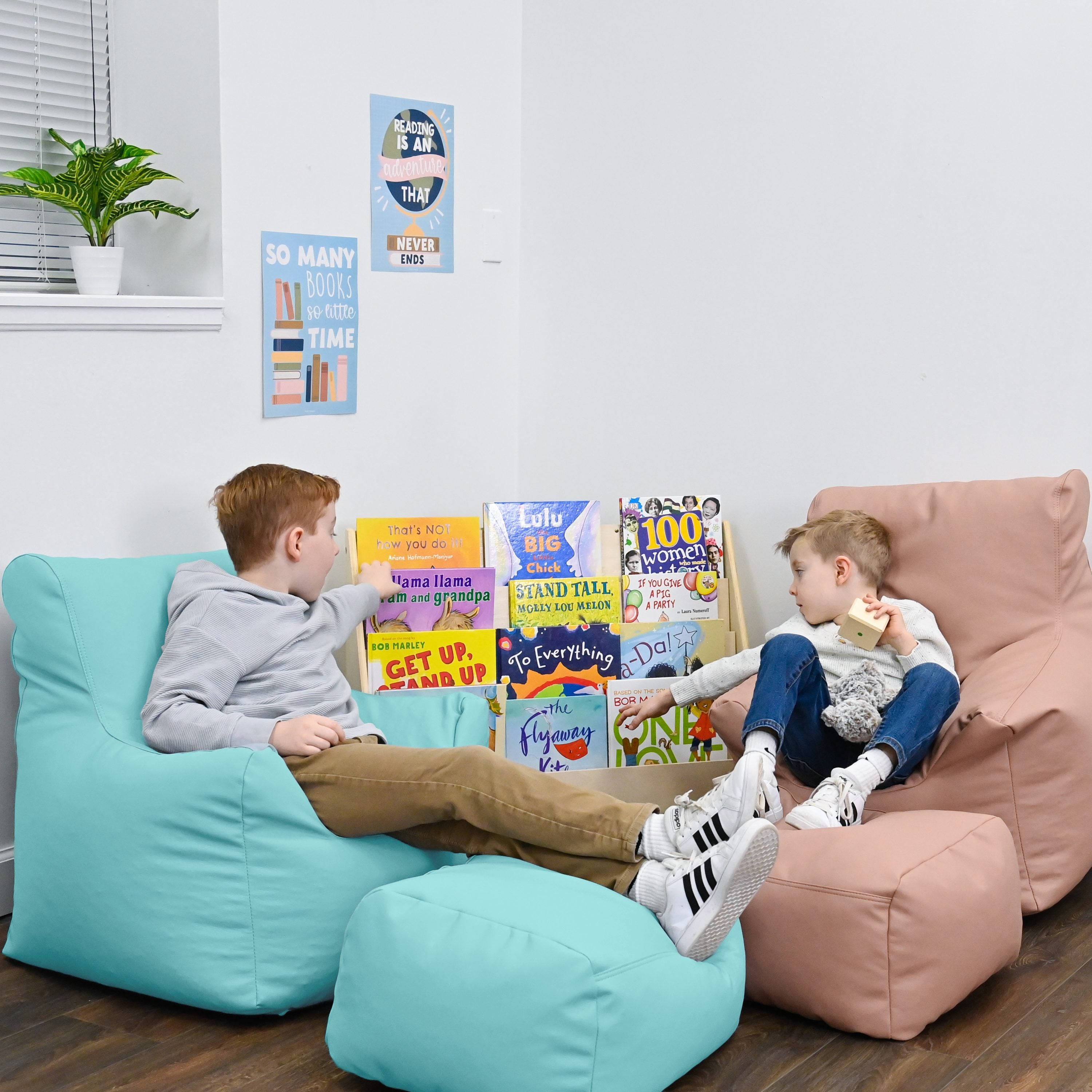 Cozy Chair and Ottoman - Aqua