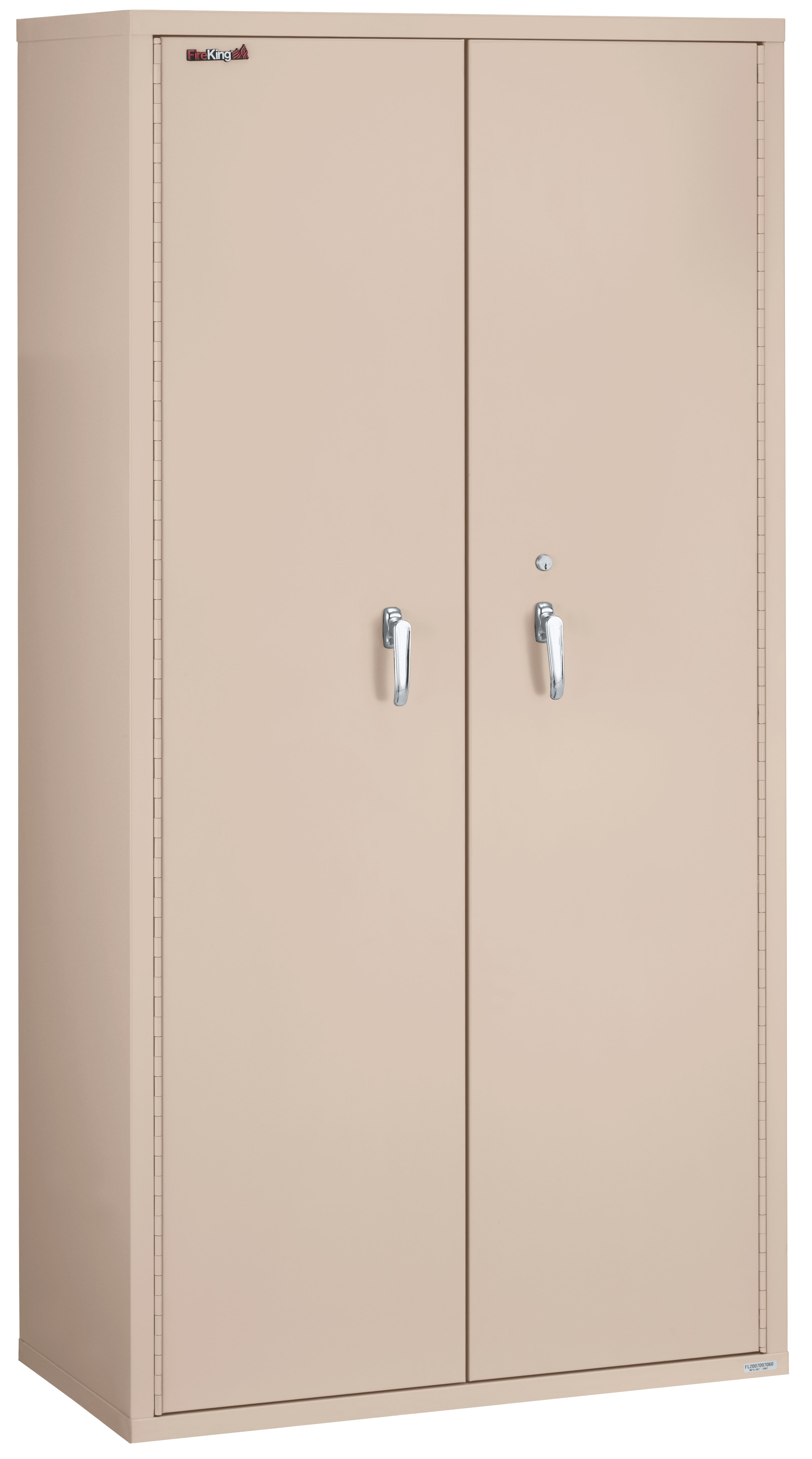 Fire Resistant - Double door storage cabinet with letter end tab inserts - 72"H (Champagne)
