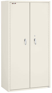 Fire Resistant - Double door storage cabinet with letter end tab inserts - 72"H (Ivory White)
