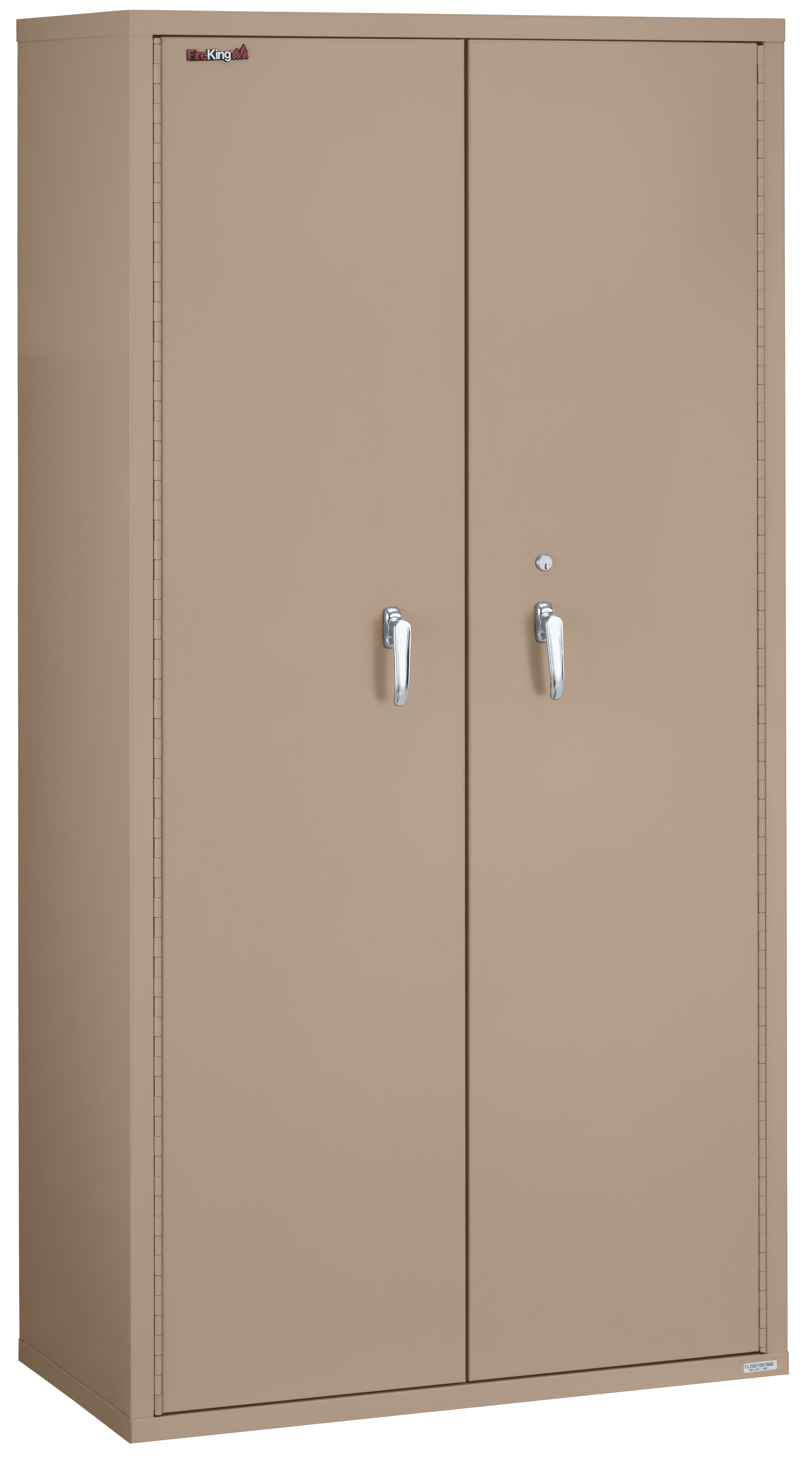 Fire Resistant - Double door storage cabinet with letter end tab inserts - 72"H (Taupe)