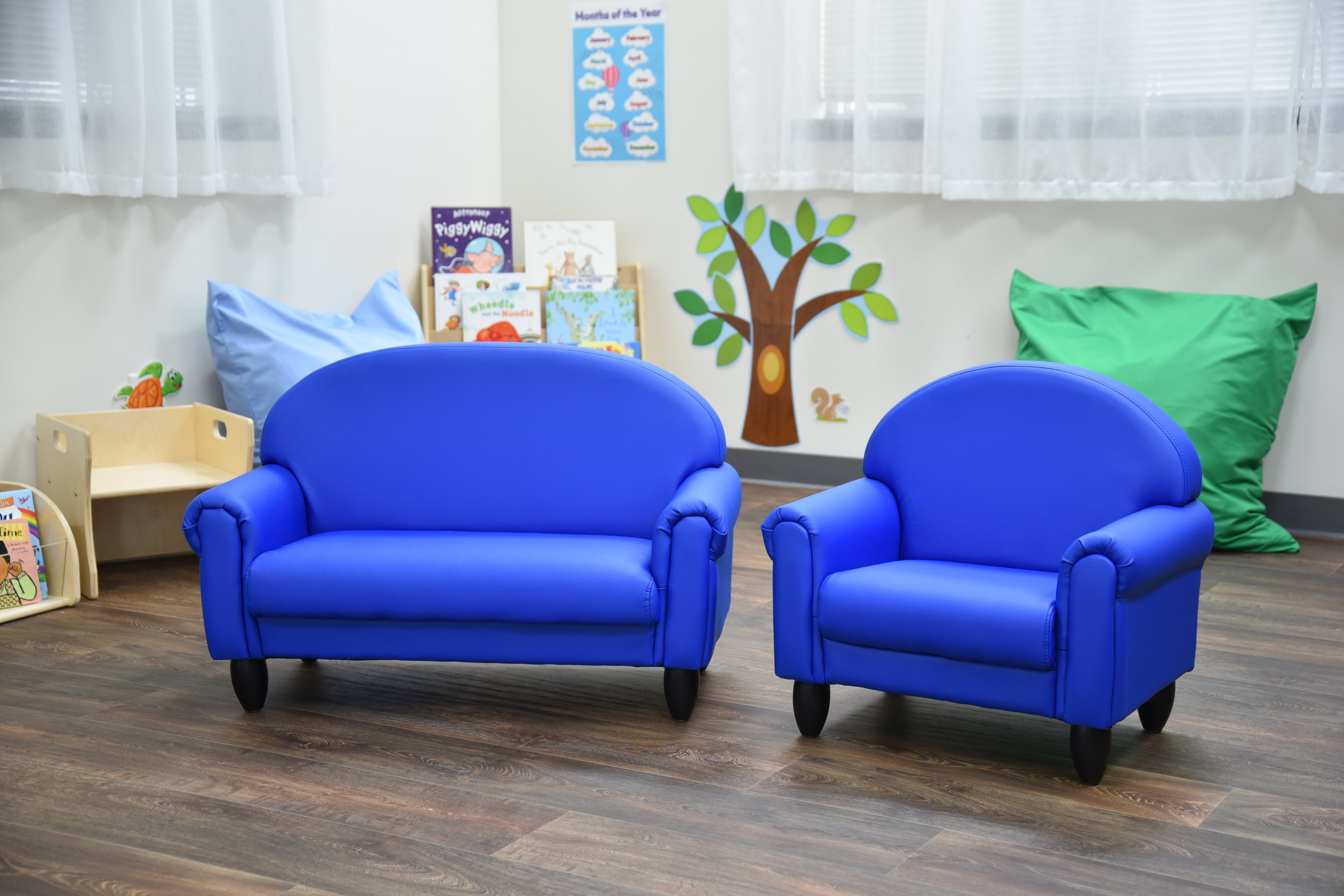As We Grow Chair and Sofa Set - Blue with Black Legs