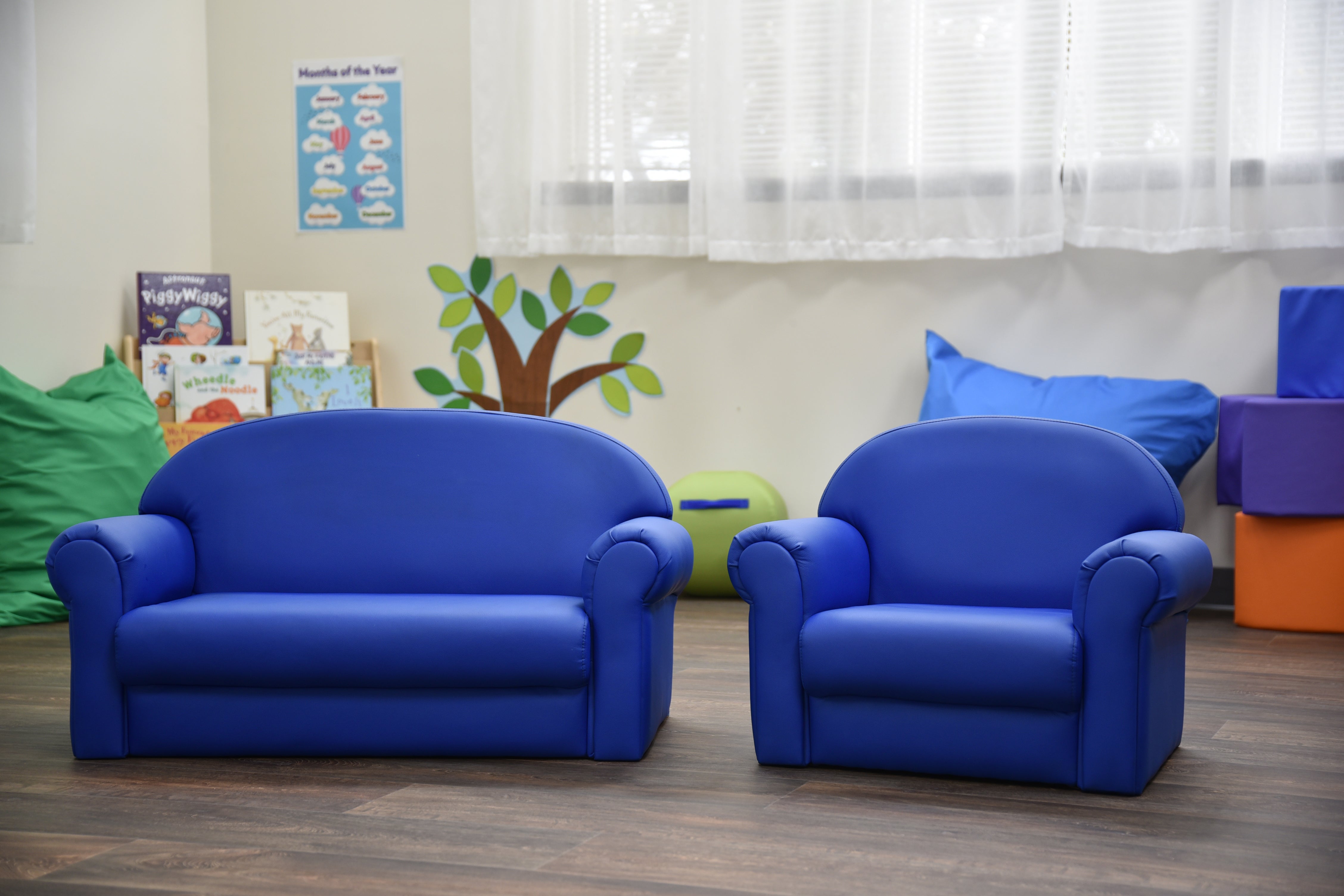 As We Grow Chair and Sofa Set - Blue with Black Legs