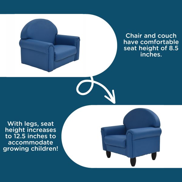 As We Grow Chair and Sofa Set - Deep Water with Black Legs