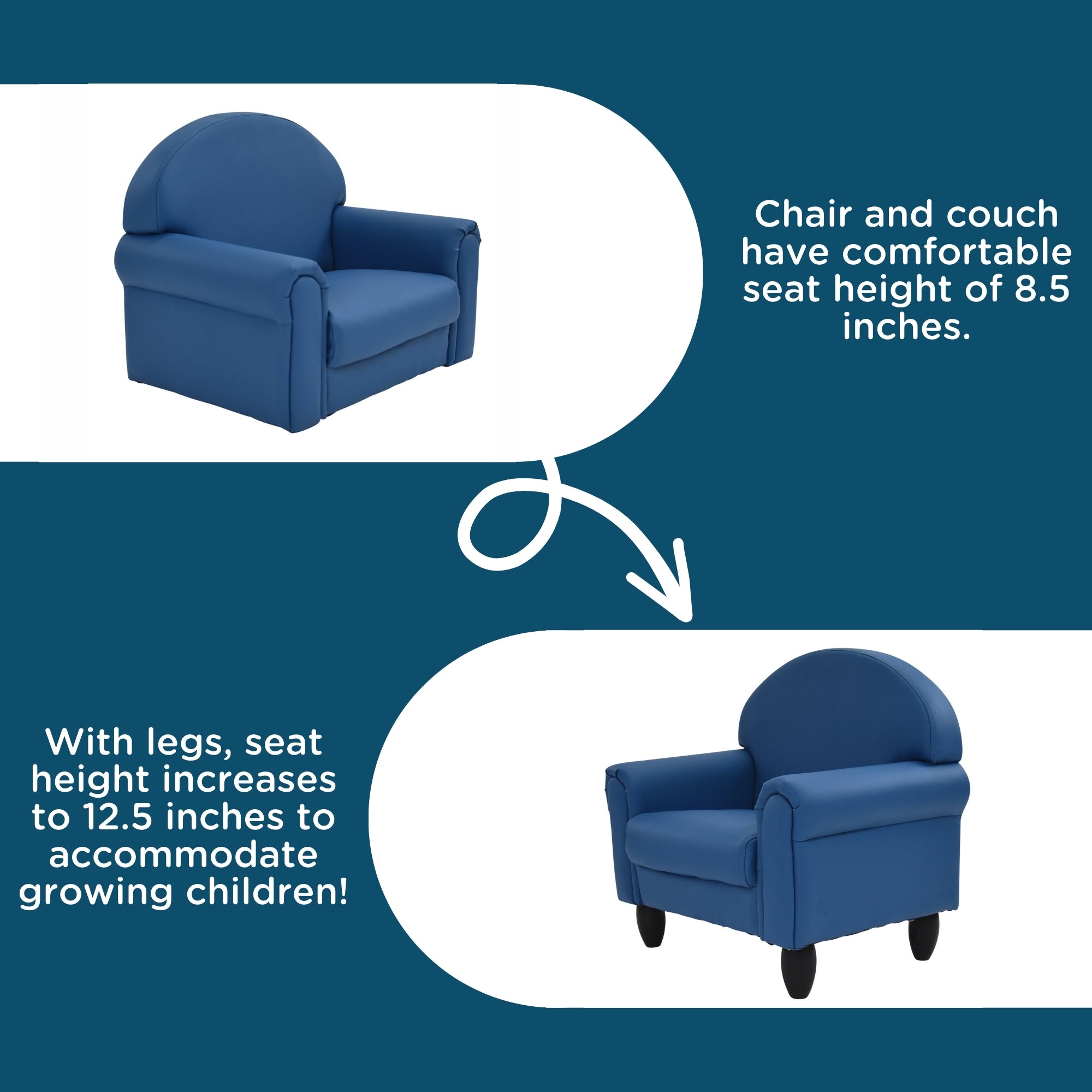 As We Grow Chair and Sofa Set - Deep Water with Black Legs
