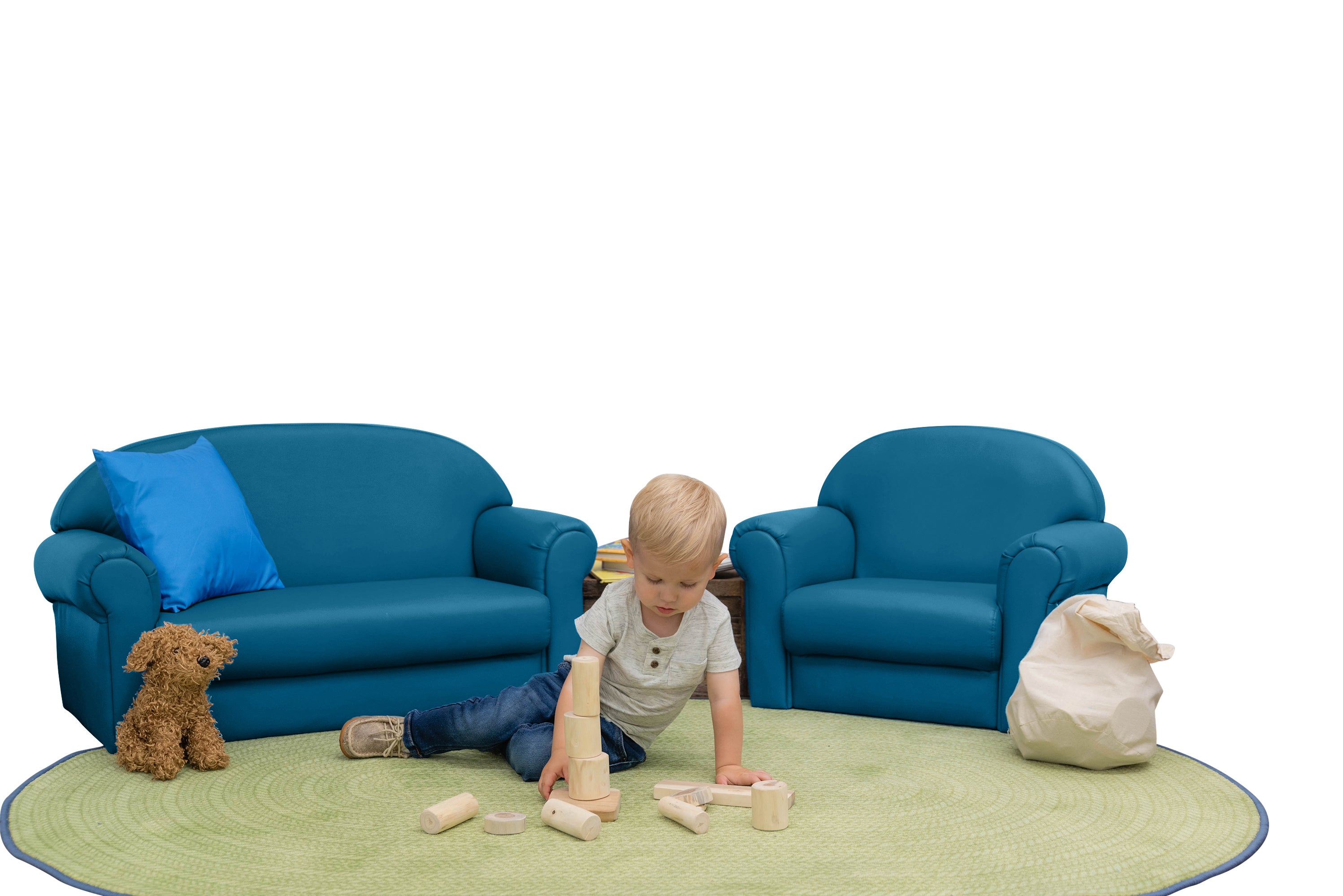 As We Grow Sofa - Deep Water with Black Legs