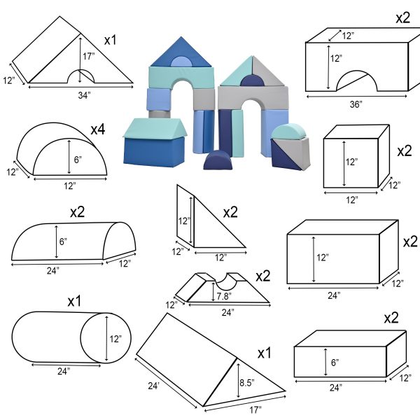 12" Module Blocks - Set of 21 (Set A) - Tranquility