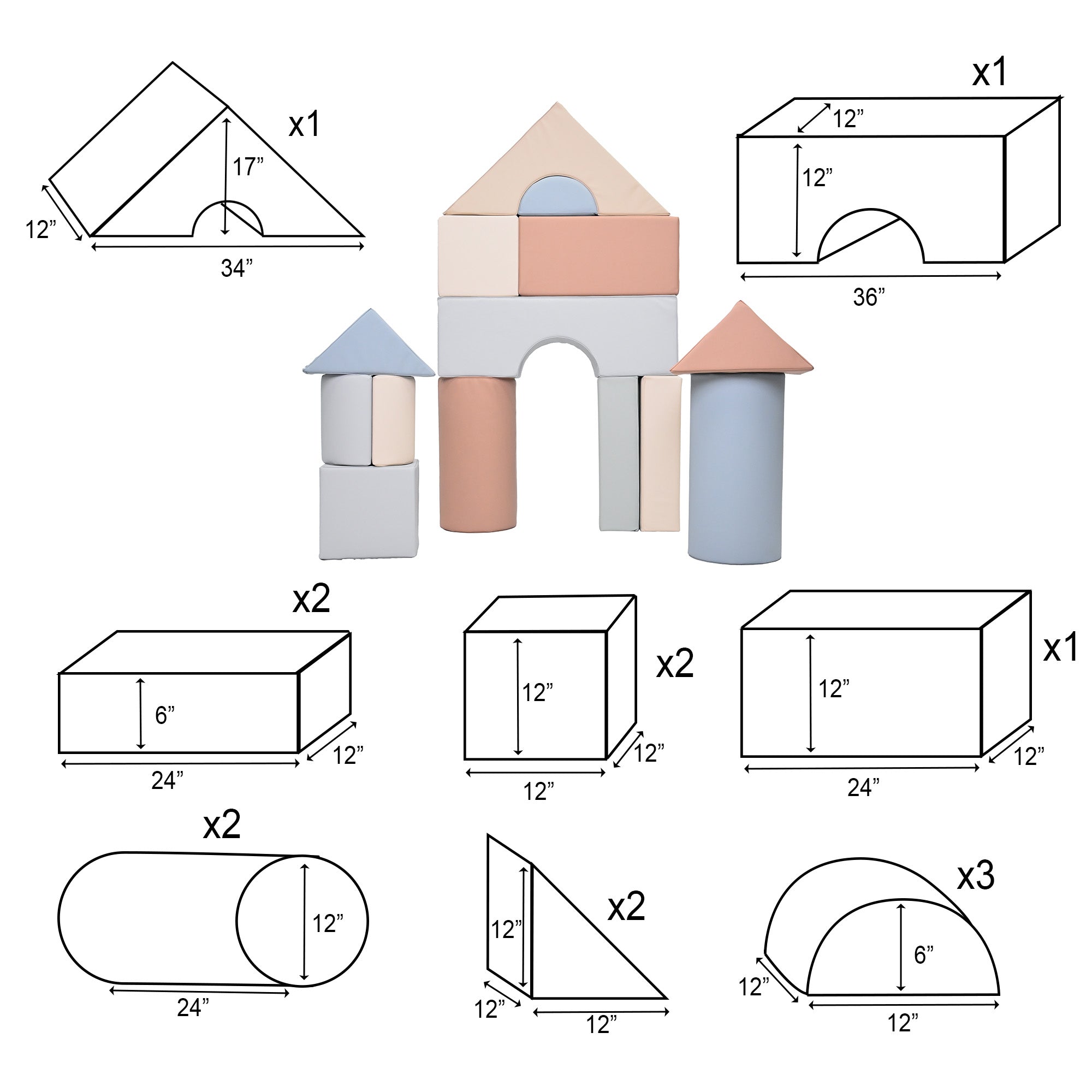 12" Module Blocks - Set of 14 (Set B) - Elements