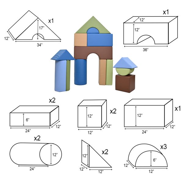 12" Module Blocks - Set of 14 (Set B) - Woodland