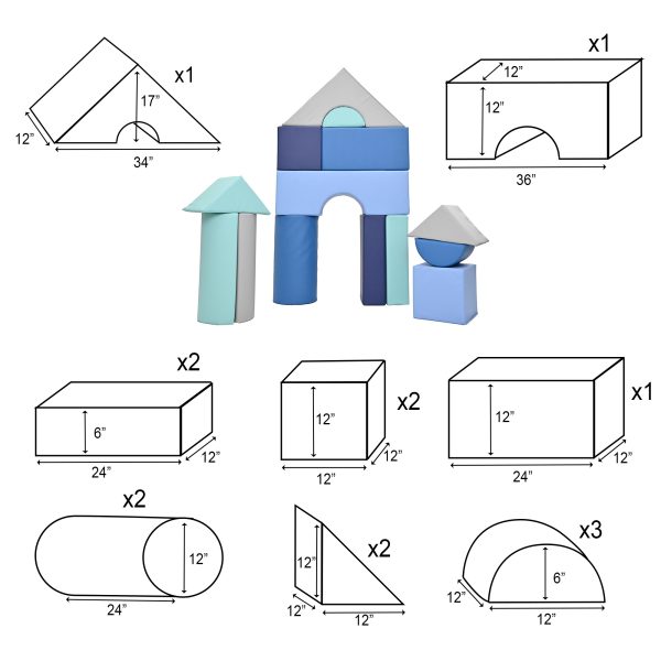 12" Module Blocks - Set of 14 (Set B) - Tranquility