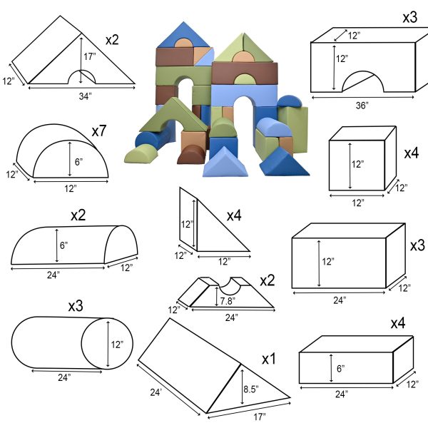 12" Module Blocks - Set A & B - Woodland Color - Set of 35